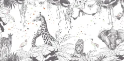 Papier peint panoramique enfant Scènes girafes, Gris clair 170 x 250cm