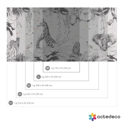 Papier peint panoramique enfant Scènes girafes, Gris clair 170 x 250cm