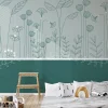 Papier peint panoramique enfant Mélodie des plantes, Vert 150 x 250cm
