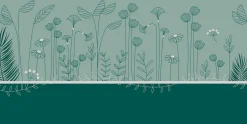 Papier peint panoramique enfant Mélodie des plantes, Vert 150 x 250cm