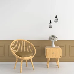 Papier peint panoramique, sable argile, effet trompe l'oeil, boiseries soubassement, 70 cm X 195 cm