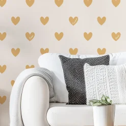 Papier peint panoramique enfant Amour Coeur, Jaune 150 x 250cm