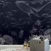 Papier peint panoramique enfant Océan, Bleu nuit 225 x 250cm