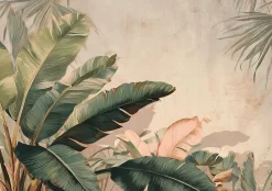 Papier Peint Panoramique Intissé Feuilles Jungle Vert - 400x280 cm - Papier Peint Chambre et salon