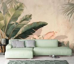 Papier Peint Panoramique Intissé Feuilles Jungle Vert - 400x280 cm - Papier Peint Chambre et salon