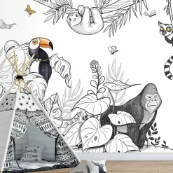 Papier peint panoramique enfant Jungle, Couleurs 525 x 250cm