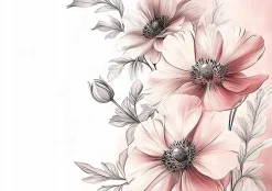 Papier Peint Panoramique Intissé Fleurs Floral 350x250 cm - Colle Inclus - Moderne Papier Peint Intissé Chambre Salon