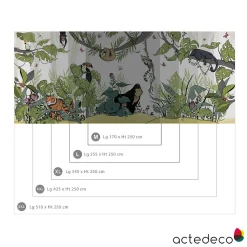 Papier peint panoramique enfant Jungle couleurs clair 170x250cm