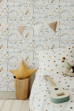Papier peint panoramique enfant Dinosaures Lines, Terra cotta 225 x 250cm