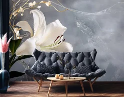 Papier Peint Panoramique Intissé Fleurs Floral 400x280 cm - Colle Inclus - Moderne XXL Papier Peint por Chambre Salon