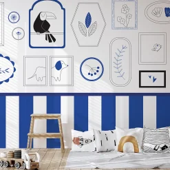Papier peint panoramique enfant Petits Explorateurs, Bleu 150 x 250cm