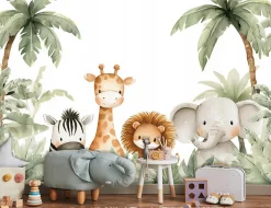 Papier Peint Panoramique Animaux Jungle Vert - 400x280 cm - Papier Peint Enfant