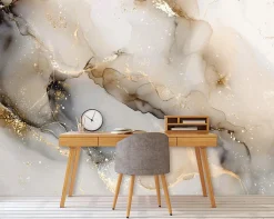 Papier Peint Panoramique Intissé Marbre Glamour Beige - 400x280 cm - Papier Peint Chambre et salon