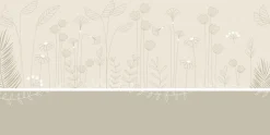 Papier peint panoramique enfant Mélodie des plantes, Beige 525 x 250cm
