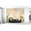 Papier peint panoramique intissé feuillage exotique, beige, marron, 7 lés, L.280 x l.350cm IDPanneaux