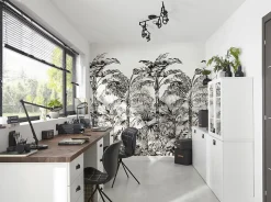 Papier peint panoramique Intissé GoodHome Turman noir et blanc 280 x 159 cm