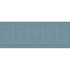 Papier peint panoramique, bleu gris, effet trompe l'oeil, boiseries soubassement, 70 cm X 195 cm