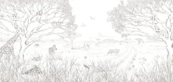 Papier peint panoramique enfant Tanzanie, Gris 225 x 250cm
