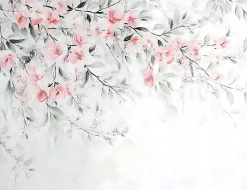 Papier Peint Panoramique Intissé Feuilles Fleurs 400x280 cm - Colle Inclus - Chambre et Salon - Moderne Papier Peint