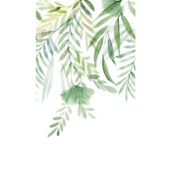 Papier peint panoramique intissé GoodHome Tyrian feuillage vert aquarelle L.280 x l.159 cm