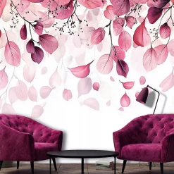 Papier Peint Panoramique Intissé Nature Feuilles 350x250 cm - Colle Inclus - Moderne XXL Papier Peint por Chambre Salon