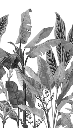 Papier peint panoramique Grandeco palmes noir et blanc L.280 x l.159 cm