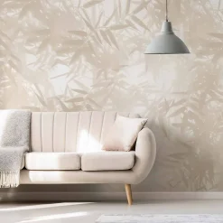 Papier peint panoramique Ombres bambous, Beige 150 x 250cm