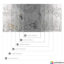 Papier peint panoramique enfant Jungle, Couleurs 225 x 250cm