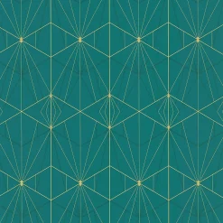 Papier peint Park avenue vinyle intissé motif art déco vert et or
