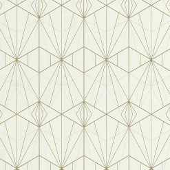 Papier peint Park avenue vinyle intissé motif art déco ecru et or