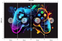 Papier Peint Photo MANETTE DE JEU Abstraction Pour Chambre D'Adolescent 360cm x 240cm