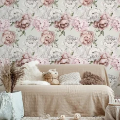 Papier Peint PIVOINES Feuilles Nature Pour La Chambre