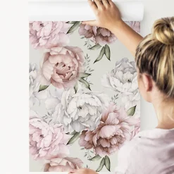 Papier Peint PIVOINES Feuilles Nature Pour La Chambre