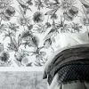 Papier peint plantes à fleurs de lotus noir et blanc - 85x260 cm (l x h)