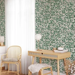 Papier peint plantes de Datura et feuilles vertes - 85x260 cm (l x h)