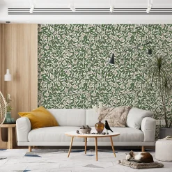 Papier peint plantes de Datura et feuilles vertes - 85x260 cm (l x h)
