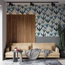 Papier peint plantes et fleurs de lys - 170x260 cm (l x h)