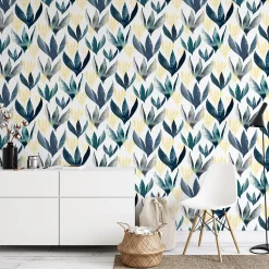 Papier peint plantes et fleurs de lys - 170x260 cm (l x h)