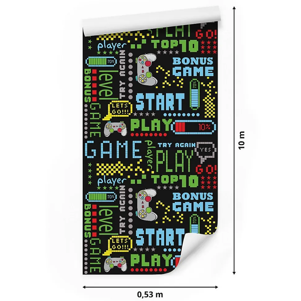 Papier Peint Pour Chambre D'Enfant JEU Sous-Titres Colorés
