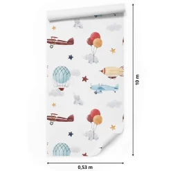 Papier Peint Pour Chambre D'Enfant ELEPHANTS Ballons Avions Etoiles