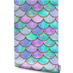 Papier Peint Pour Chambre D'Enfant ECAILLES De Sirène Colorées