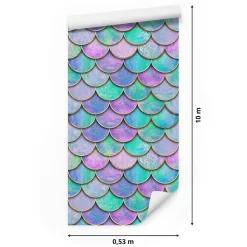 Papier Peint Pour Chambre D'Enfant ECAILLES De Sirène Colorées