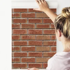 Papier Peint Pour la Chambre Intissé Brique Rouge Effet 3D