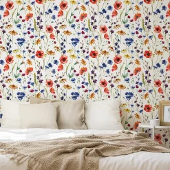 Papier Peint Pour La Chambre FLEURS Coquelicots Colorés Plantes