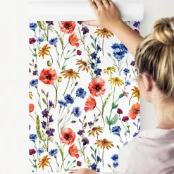 Papier Peint Pour La Chambre FLEURS Coquelicots Colorés Plantes