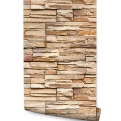 Papier Peint Pour Salon Brique Pierre d'Ardoise Beige Effet 3D