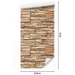 Papier Peint Pour Salon Brique Pierre d'Ardoise Beige Effet 3D