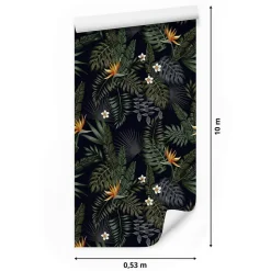 Papier Peint Pour Salon FEUILLES Tropicales Fleurs Nature