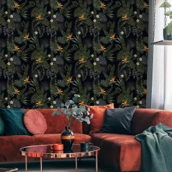 Papier Peint Pour Salon FEUILLES Tropicales Fleurs Nature