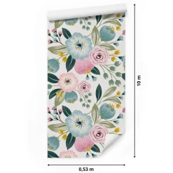 Papier Peint Pour Salon FLEURS Colorées Feuilles Plantes